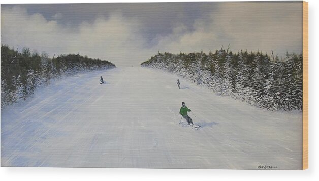 Ski Wood Print featuring the painting Ski The Meadow by Ken Ahlering