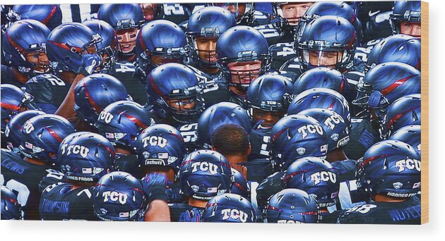 Tcu Wood Print featuring the photograph TCU Horned Frogs by John Babis