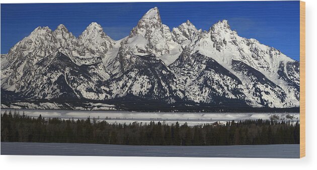 Tetons From Glacier View Overlook Wood Print featuring the photograph Tetons from Glacier View Overlook by Raymond Salani III