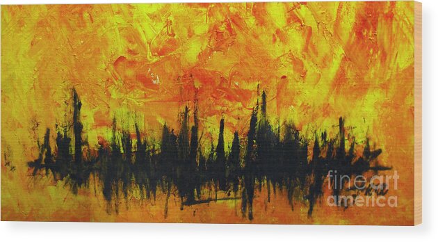 The Fire Within Wood Print featuring the painting The Fire Within by Raul Morales