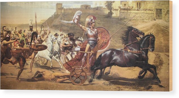 Iliad Wood Print featuring the painting Triumphant Achilles by Franz von Matsch