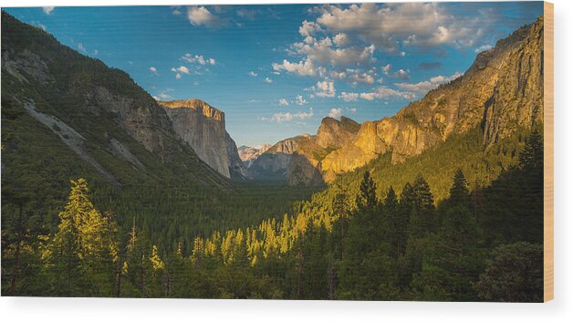 Landscape Wood Print featuring the photograph Tunnel View Sunset by Mike Lee