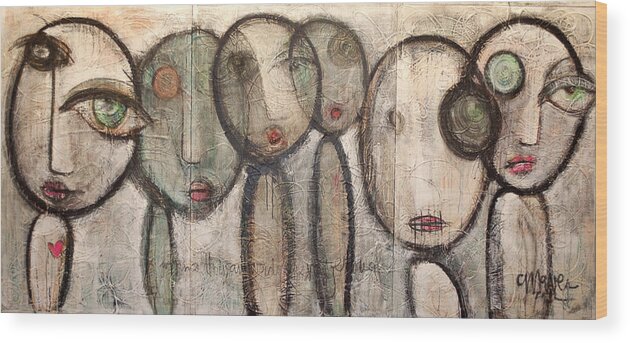Triptych Wood Print featuring the painting When A Thousand Words Are Not Enough by Laurie Maves ART