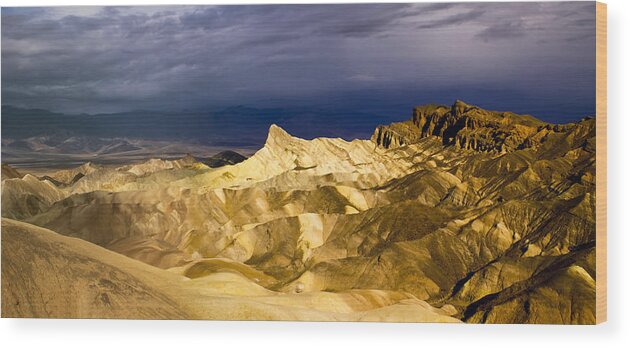 Zabriskie Point Wood Print featuring the photograph Zabriske Point Panorama 03 by Jim Dollar