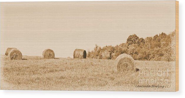 Hay Wood Print featuring the photograph Hay Rolls #1 by Laurinda Bowling