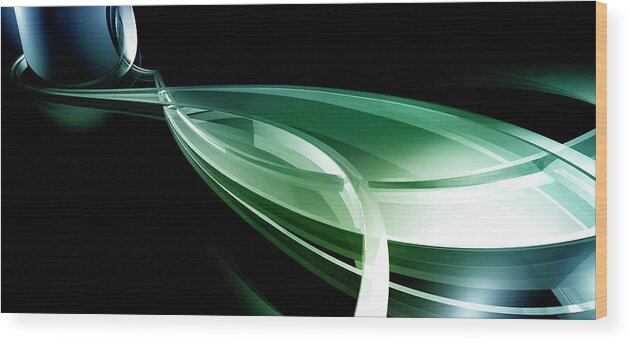Horizontal Wood Print featuring the digital art Abstract Lines, Leaf Shape by Ralf Hiemisch