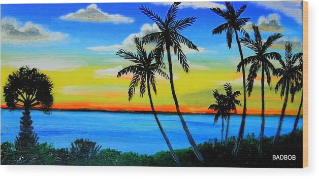 Palm Trees Wood Print featuring the painting Badriver by Robert Francis