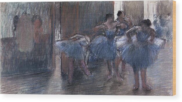 Dancers (pastel) By Edgar Degas (1834-1917) Wood Print featuring the painting Dancers by Edgar Degas