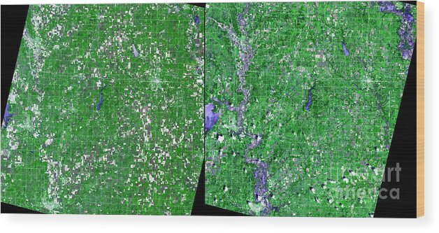 Flooding Wood Print featuring the photograph Flooding In Kansas by Nasa