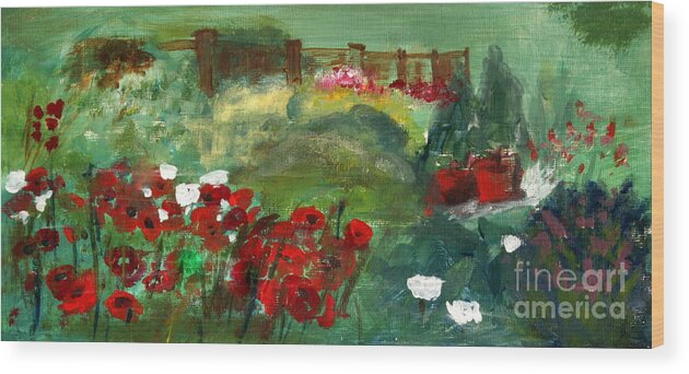 Paintings Wood Print featuring the painting Garden View by Julie Lueders 