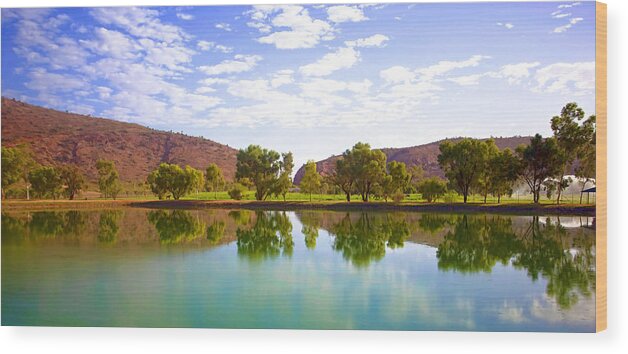 Australia Wood Print featuring the photograph Heavitree Gap Reflected by Paul Svensen