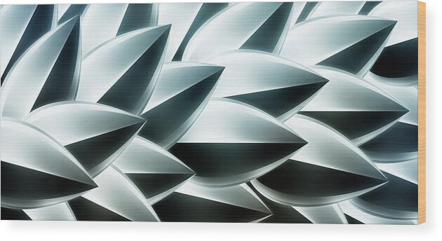 Horizontal Wood Print featuring the digital art Metallic Feathers, Full Frame by Ralf Hiemisch