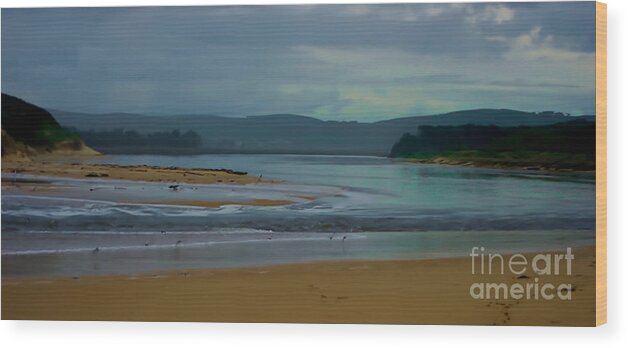 Blair Stuart Wood Print featuring the digital art Powlett River Inlet on a Stormy Morning by Blair Stuart