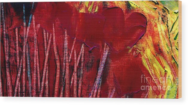 Tulips Wood Print featuring the painting Red Tulips by Leela Arnet