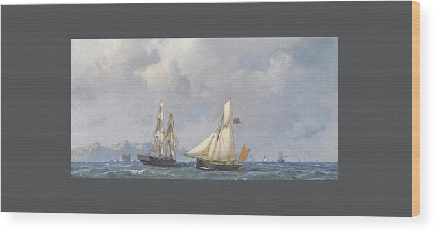 Carl Olson (1864-1940) Shipping In Norwegian Waters Wood Print featuring the painting Shipping in Norwegian waters #1 by MotionAge Designs
