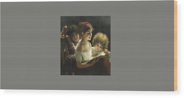 Alexei Alexeevich Harlamoff (russian Wood Print featuring the painting The story book by Alexei Alexeevich