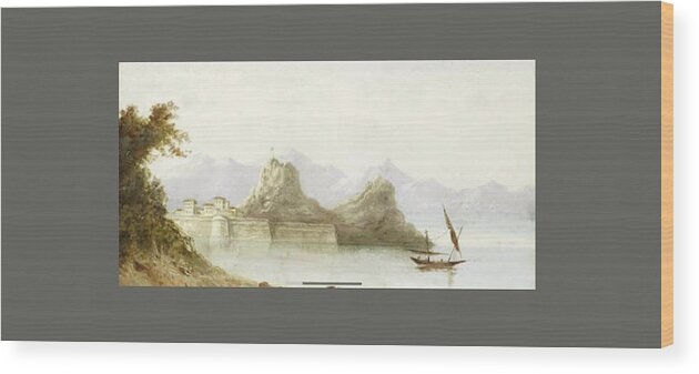 English School 19th Century The Old Fortress Of Corfu Wood Print featuring the painting The Old Fortress of Corfu by MotionAge Designs