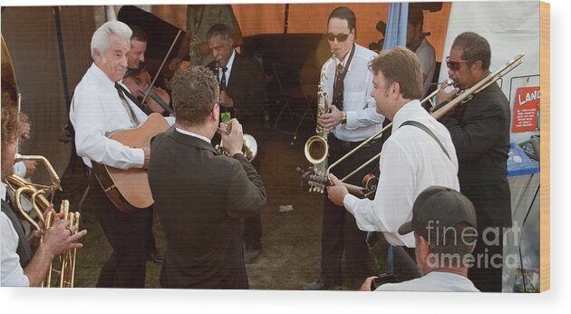 Bonnaroo; Bonnaroo Music Festival; Tickets; Manchester; Tennessee; Photos; Pictures; Photography; Festival; Pics; Band; Backstage; The Del Mccoury Band; Preservation Hall Jazz Band; Del Mccoury; Del Mccoury Band Wood Print featuring the photograph The Del McCoury Band and the Preservation Hall Jazz Band Backstage at Bonnaroo #8 by David Oppenheimer