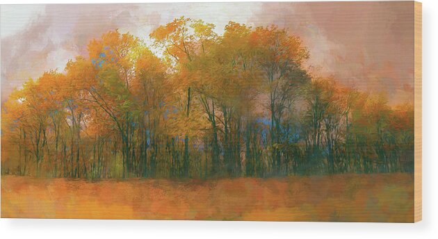 Blue Ridge Mountains Wood Print featuring the painting Artistic Fall Colors in the Blue Ridge AP by Dan Carmichael
