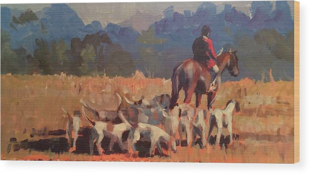 Hunting Wood Print featuring the painting Autumn Hunt Crew by Susan Bradbury