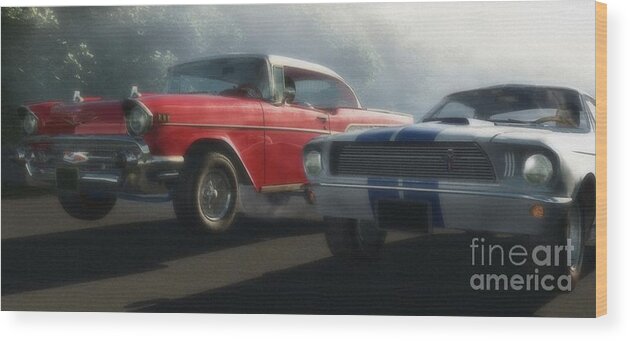 Hot Rods Wood Print featuring the digital art Bad Company by Richard Rizzo
