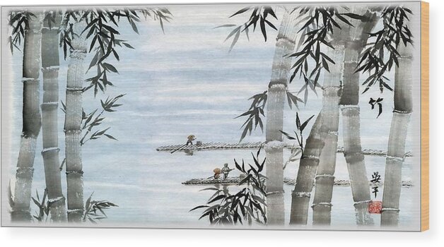  Wood Print featuring the painting Bamboo Village by Ping Yan