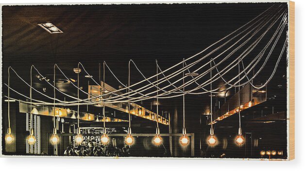 Bar Wood Print featuring the photograph Bar lights by Andrei SKY