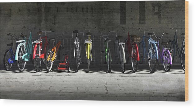 Bicycle Wood Print featuring the digital art Bike Rack by Cynthia Decker