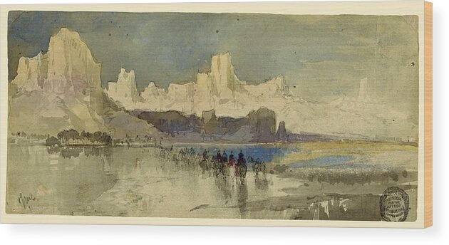 Thomas Moran Wood Print featuring the drawing Canyon of the Rio Virgin, South Utah, 1873 by Thomas Moran