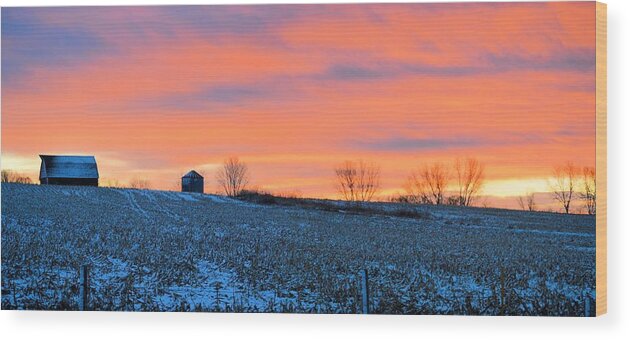 Agriculture Wood Print featuring the photograph Christmas Eve Panrama by Bonfire Photography