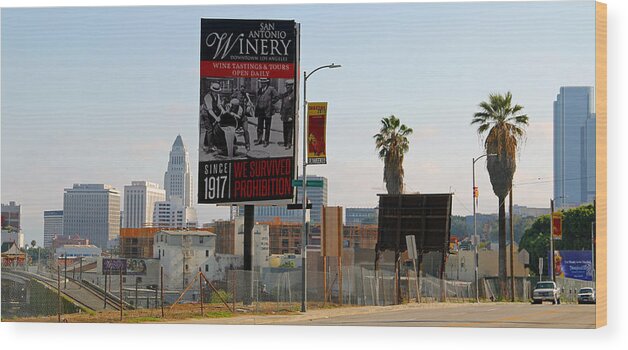 Los Angeles Wood Print featuring the photograph @Downtown Los Angeles by Jim McCullaugh