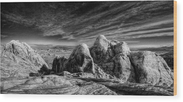 Landscape Wood Print featuring the photograph Far And Away Monochrome by Stephen Campbell
