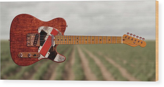 Telecaster Wood Print featuring the digital art Farmcaster I H by WB Johnston