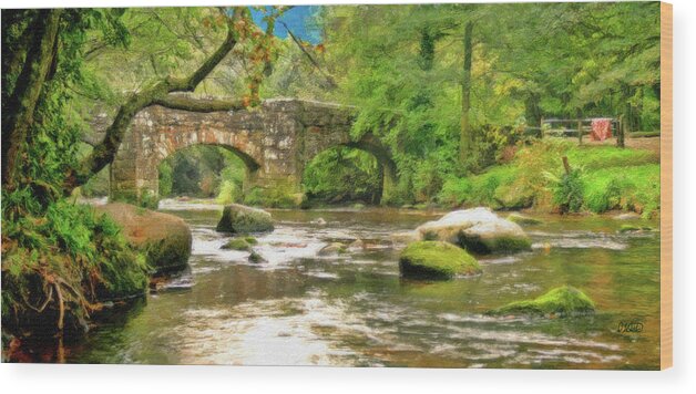 Landscape Wood Print featuring the painting Fingle Bridge - DWP416013 by Dean Wittle