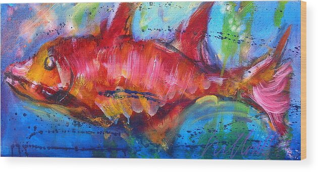 Fish Wood Print featuring the painting Fish 4 by Les Leffingwell