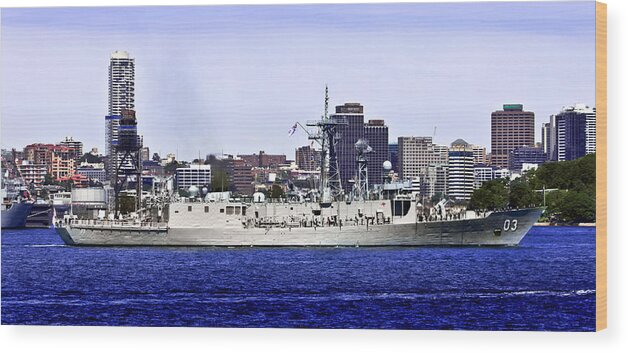 Hmas Sydney Wood Print featuring the photograph HMAS Sydney FFG 03 by Miroslava Jurcik