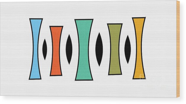 Mid Century Modern Wood Print featuring the digital art Horizontal Trapezoids by Donna Mibus