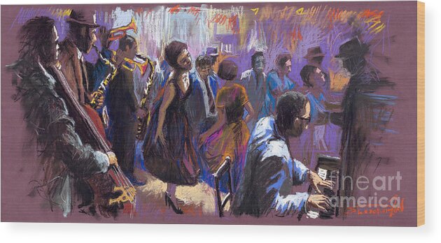 Jazz.pastel Wood Print featuring the painting Jazz by Yuriy Shevchuk