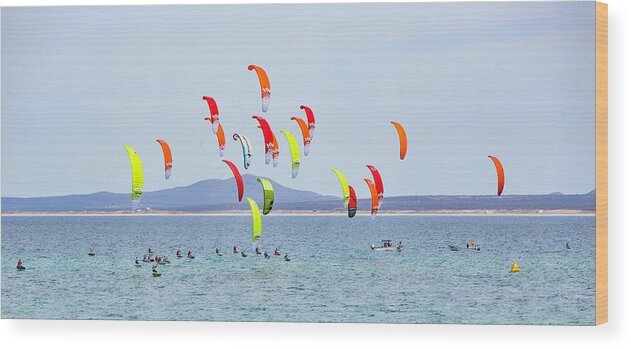 Kite Boarding Wood Print featuring the photograph Kite Boarding at La Ventana by Mark Harrington