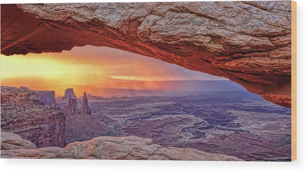 Canyonlands Wood Print featuring the photograph Mesa Arch Panorama by Betty Eich