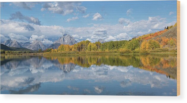 Oxbow Wood Print featuring the photograph Oxbow Fall Pano by Ronnie And Frances Howard