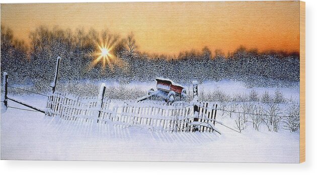 Landscape Wood Print featuring the painting Peace on Earth. by Conrad Mieschke