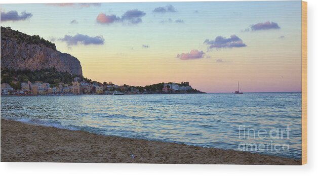 Mediterranean Wood Print featuring the photograph Pink Clouds Over Sicily by Madeline Ellis