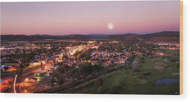 Landscape Wood Print featuring the photograph Prineville Harvest Moon by Russell Wells