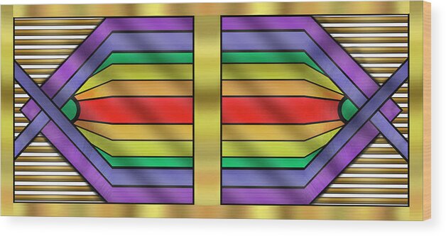 Art Deco Wood Print featuring the digital art Rainbow Wall Hanging Horizontal by Chuck Staley
