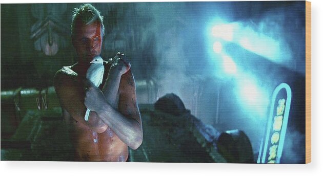 Rutger Hauer Number 2 Blade Runner Publicity Photo 1982 Color Added 2016 Wood Print featuring the photograph Rutger Hauer Number 2 Blade Runner publicity photo 1982 color added 2016 by David Lee Guss