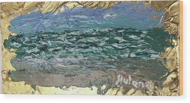 Beach Wood Print featuring the painting Sea, Sand and Sky by Julene Franki