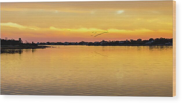 Sunset Wood Print featuring the photograph Sunset At Quogue Long Island by Cathy Kovarik