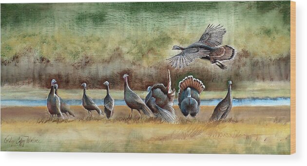 Nature Wood Print featuring the painting Take Off by Carolyn Coffey Wallace
