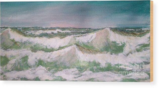 Seashore Wood Print featuring the painting The big surf by Carol Grimes